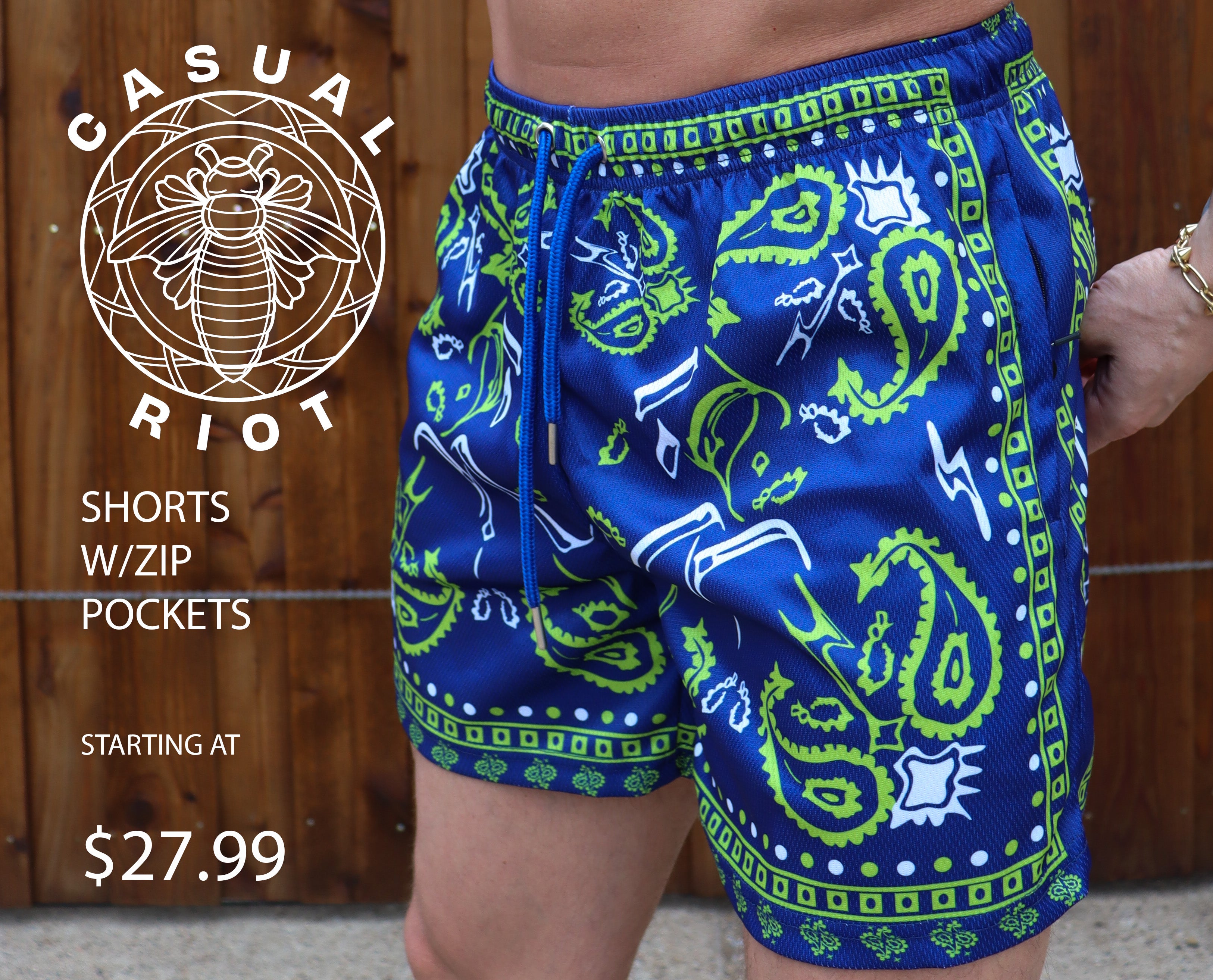 DAY PARTY SHORTS-BLUE/GREEN PAISLEY