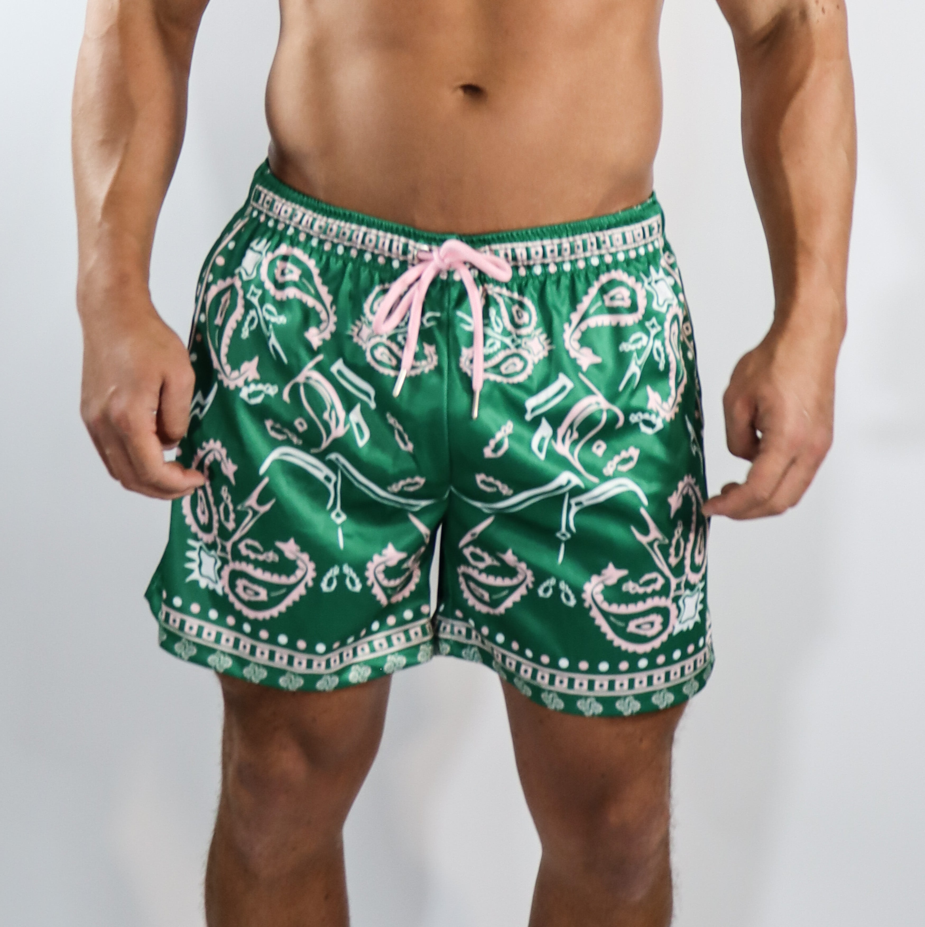 DAY PARTY SHORTS-BEVERLY GREEN/PINK PAISLEY