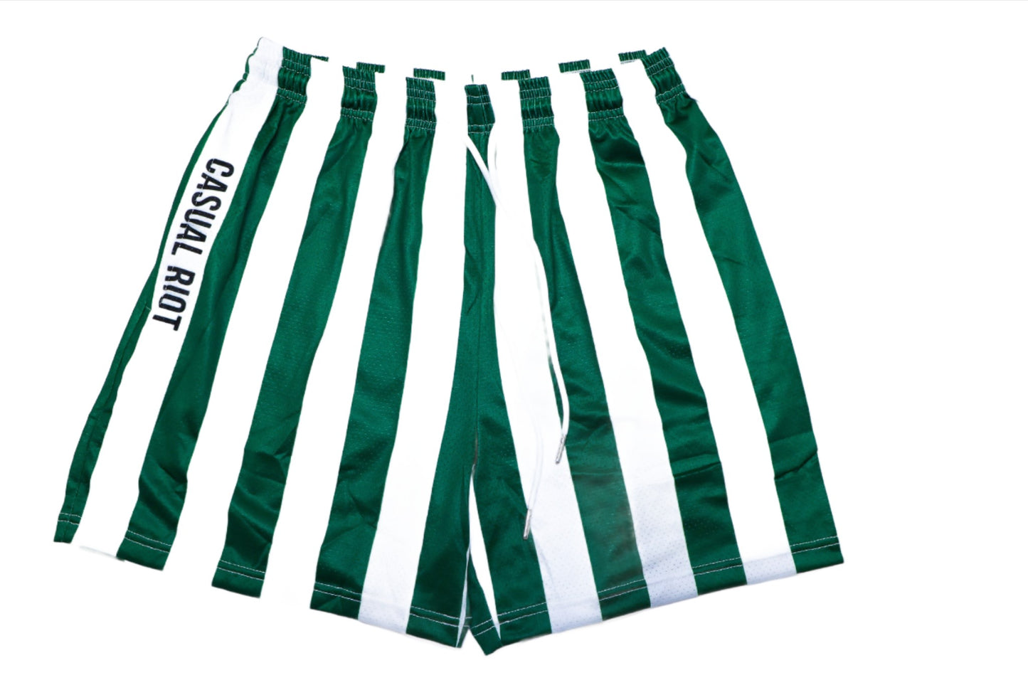 BASE SHORTS- GREEN WHITE STRIPE
