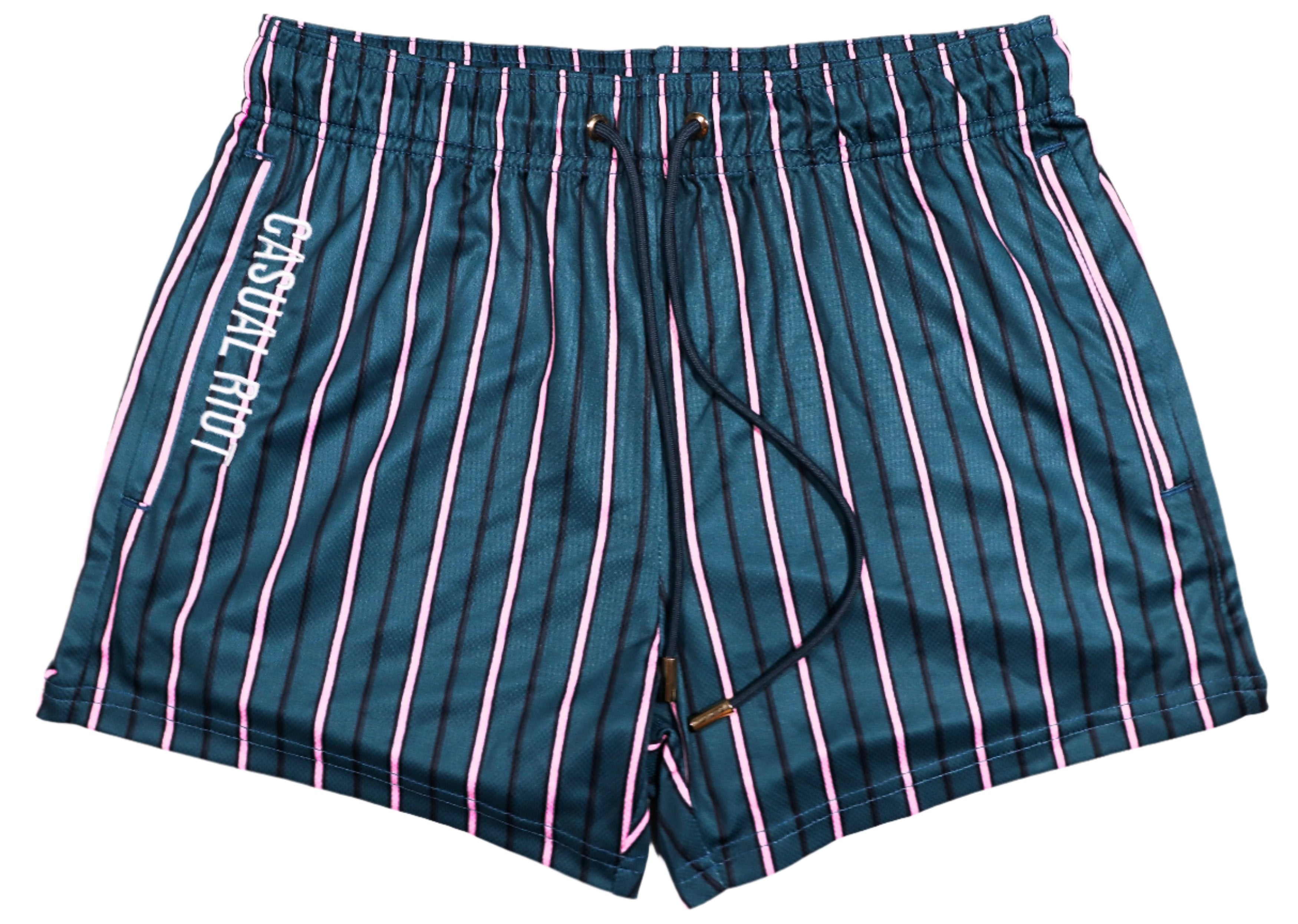 PRFKT 4" SHORTS-GREEN BABY PINK STRIPE
