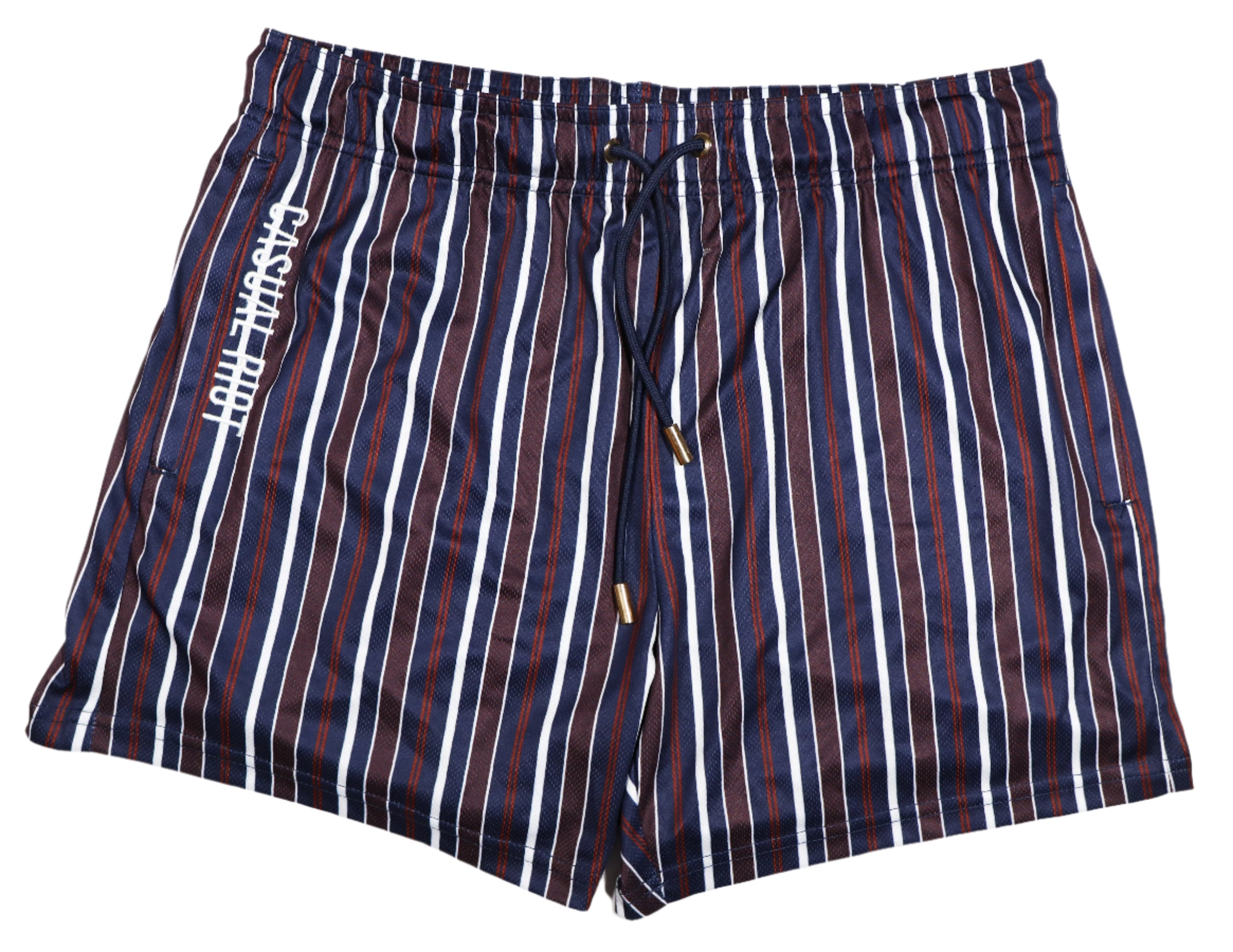 PRFKT 4" SHORTS- NAVY MAROON STRIPES