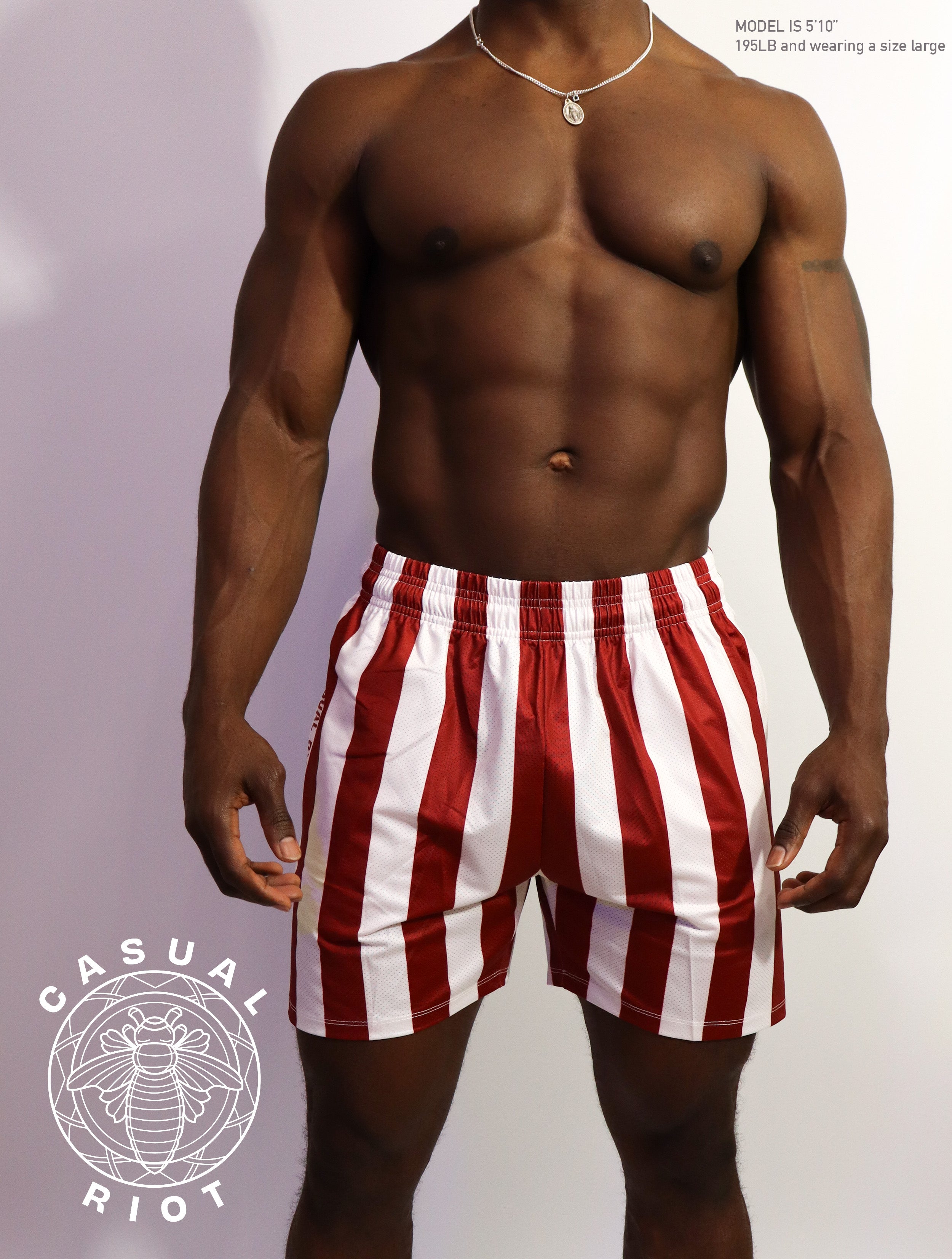 ICON SHORTS-STRIPE RED