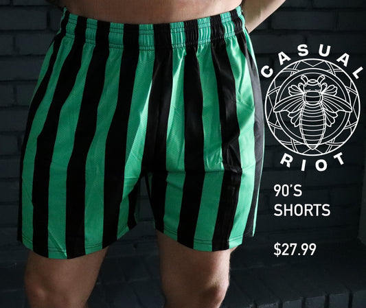 ICON SHORTS-GREEN STRIPE