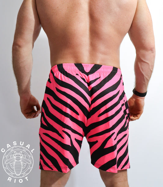 ICON SHORTS-BLACK/NEON PINK ZEBRA