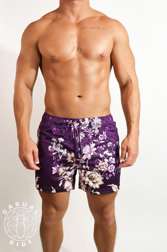 PRFKT 4" SHORTS-Aubergine Floral